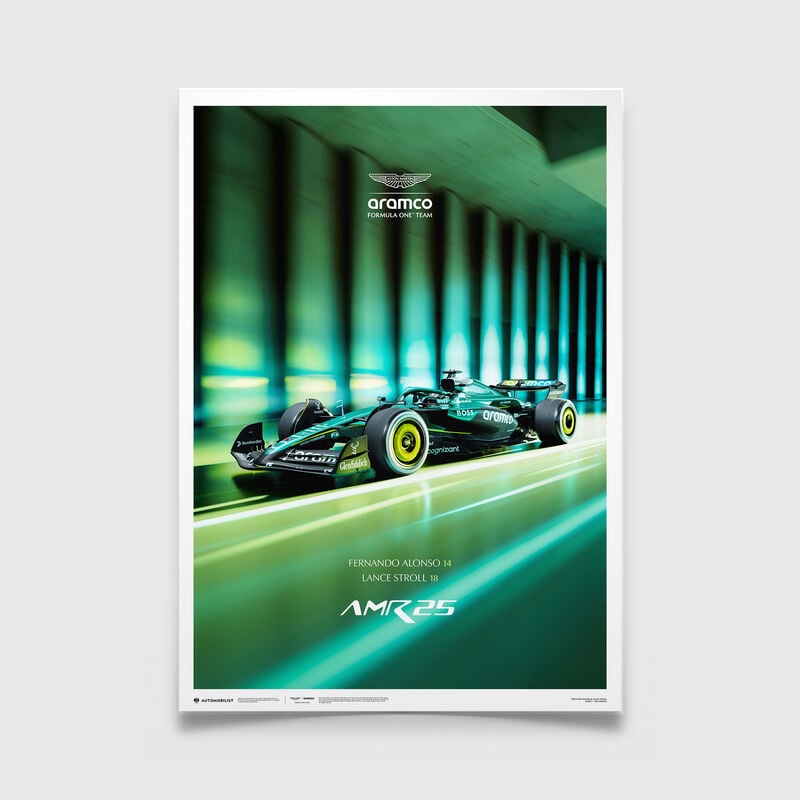 AMF1 GLOW AMR25 LAUNCH POSTER - dark green