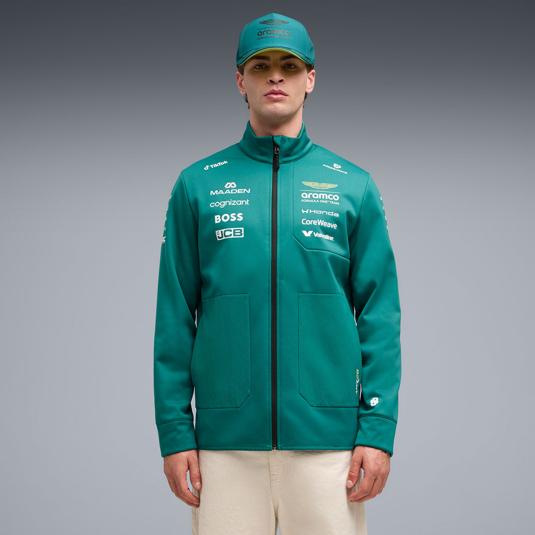 Shop | 2026 Replica Team Softshell Jacket green | Aston Martin F1 Team