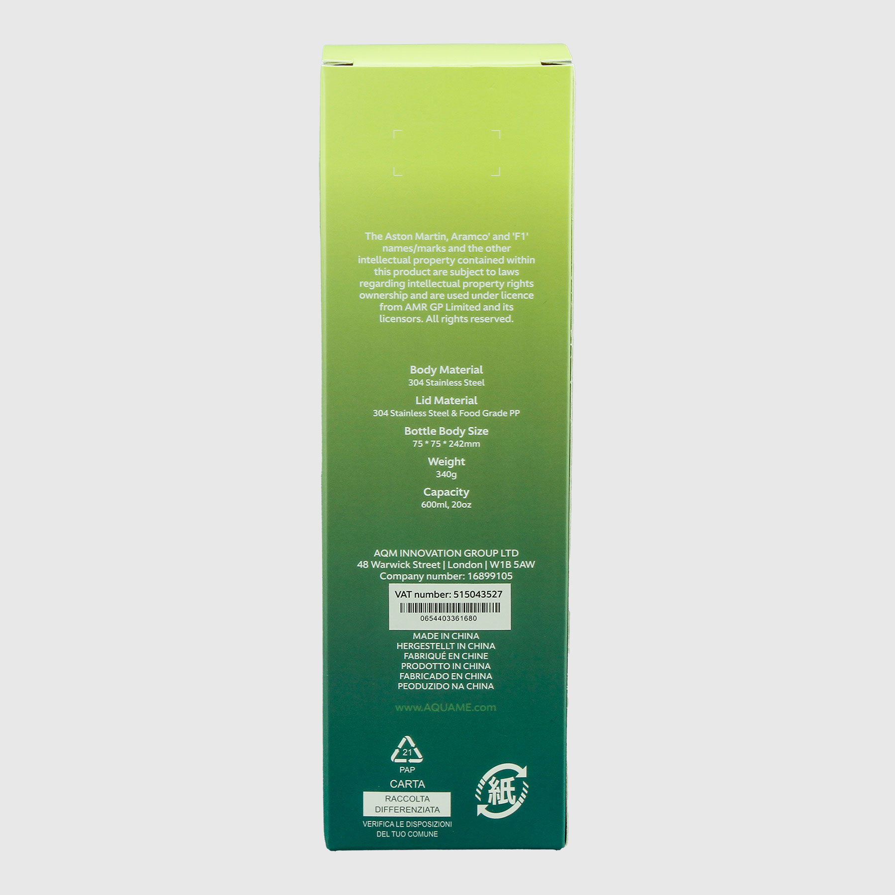 Shop | Team Official Water Bottle green | Aston Martin F1 Team