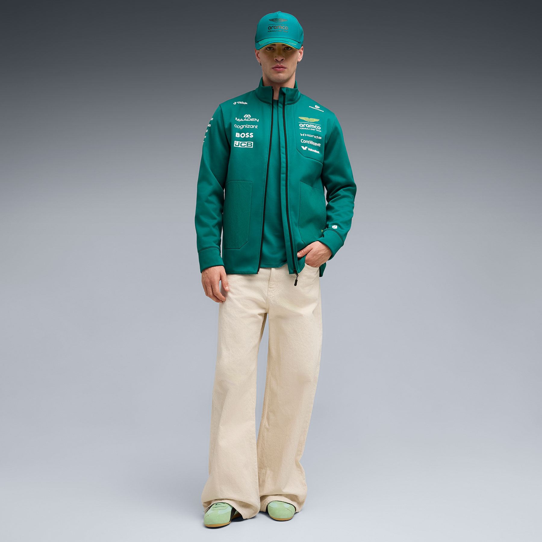 Shop | 2026 Replica Team Softshell Jacket green | Aston Martin F1 Team