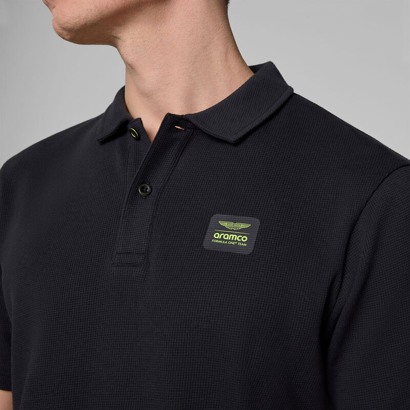 AMF1 FW MENS TECH WAFFLE POLO - black