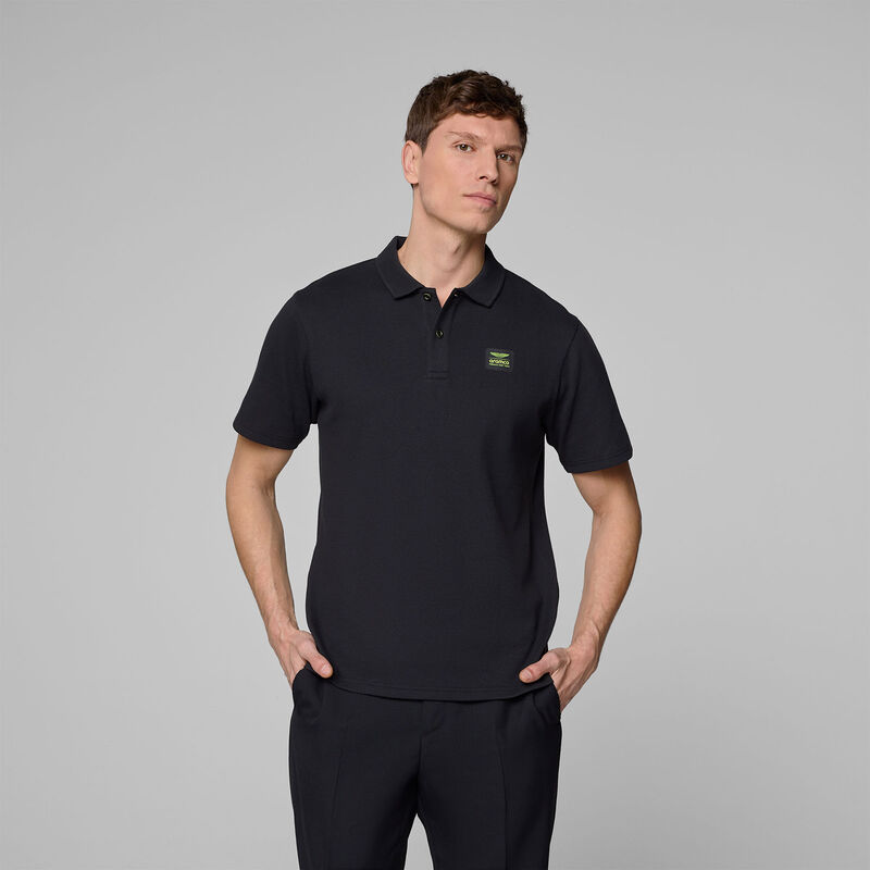 AMF1 FW MENS TECH WAFFLE POLO - black
