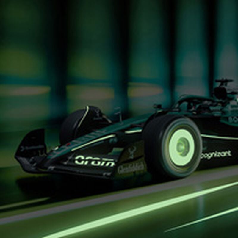 AMF1 GLOW AMR25 LAUNCH POSTER - dark green